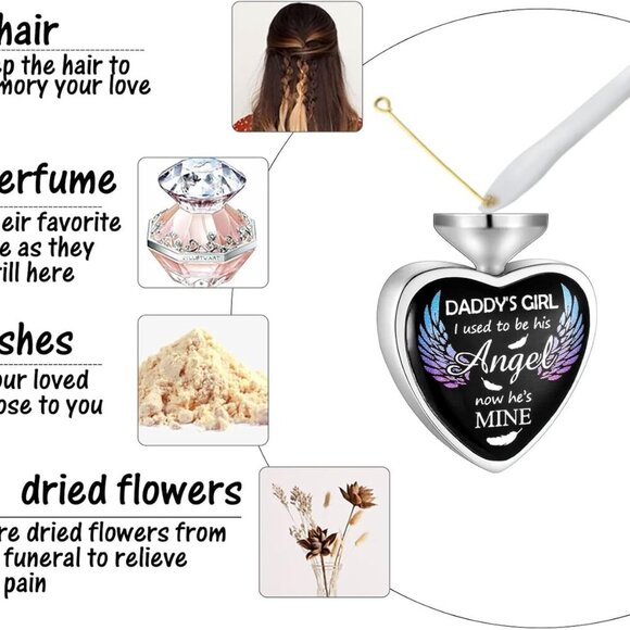 Heart Urn Necklace for Ashes Birthstones Cremation Jewelry for Ashes Stainless S - Picture 6 of 7